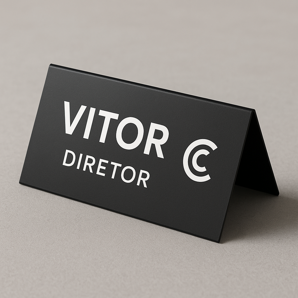 Placa personalizada com nome e cargo